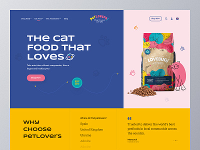 Pet-Lovers Header UI Design food header header design header ui health care landing page pet pet care pet care landingpage pet care website pet food pet food landingpage pet food website pet lovers ui design uiux design visual design webdesign website design