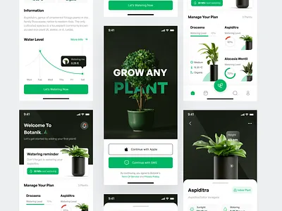 Botanic. - Plant Reminder App application chart clean design farmer app garden greenhouse harvest management app minimalist mobile app on boarding plant plant app reminder app smart greenhouse statistic temperature ui water