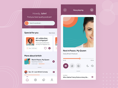Online Podcast App app design app ui clean design desain design mobile app mobile design mobile ui music music app online podcast app podcast podcast app soft typography ui ui design uiux user interface ux