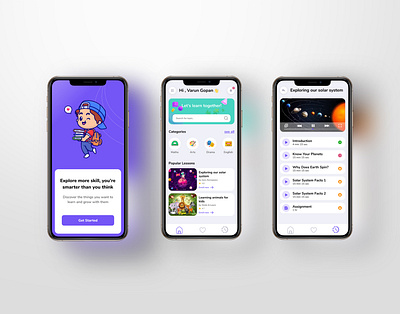 Educational App UI For Kids app appui branding eductaionalapp eductionui graphic design illustration onlinecourse schoolui ui uiux ux