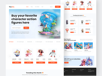 Landing page - Action Figures action figures actions artistic atn catalog clean ecommerce app effect figure drawing figures graphic design landing page one piece online shopping product card toys ui ux web website