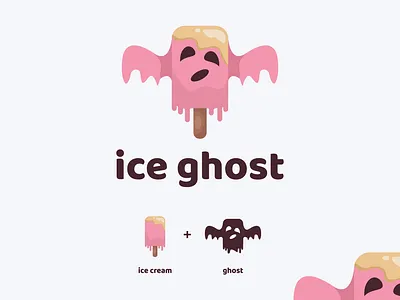 Ice Cream and Ghost Combination Logo brand branding color design ghost halloween ice cream ice cream logo illustration logo prio hans typography vector