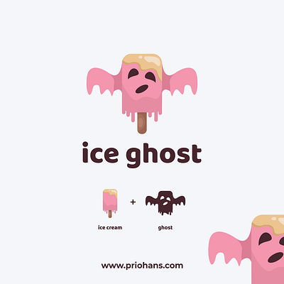 Ice Cream and Ghost Combination Logo brand branding color design ghost halloween ice cream ice cream logo illustration logo prio hans typography vector