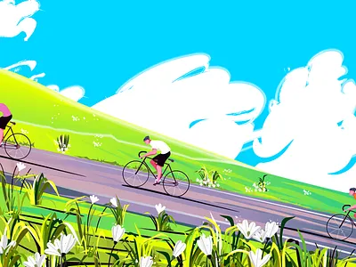 Ride Along Illustration clean cyclist digital art digital illustration illustration landscape art minimal moving on new illustration sports sports illustration travel travel illustration