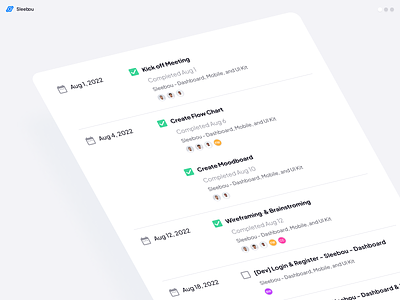 Sleebou - Layout Concept app appointment clean component concept data date design system focuss information layout list product space task task management to do list ui ui kit white