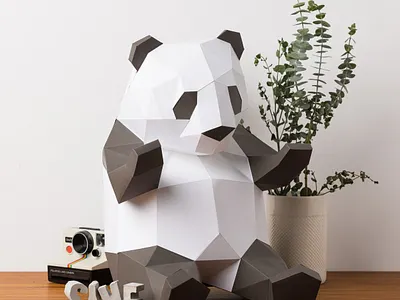 Panda Polaroid 3d canada design lowpolypaper montrea panda paper paper art papercraft