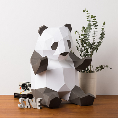 Panda Polaroid 3d canada design lowpolypaper montrea panda paper paper art papercraft