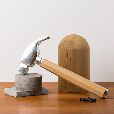 work hard 3d canada construction design hammer lowpolypaper montrea paper paper art papercraft