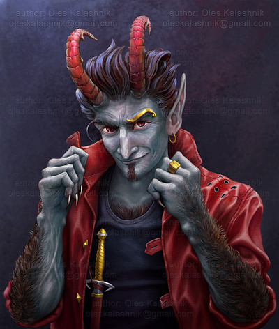 Fantasy Satyr art character concept concept art demon digital dodger fantasy goblin halloween hobgoblin horned illustration man monster nft painting realistic royalty free satyr