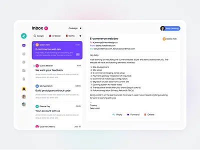 Email app concept app design colorful design ui uidesign uiux web app web design