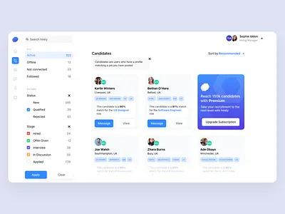 Recruitment Platform app appdesign candidates concept dashboard design gridview people platform productdesign ui ux web