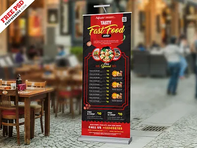 Restaurant Business Roll Up Display Banner Design PSD banner design card design creative design design free psd graphic design photoshop psd free psd template restaurant banner roll up roll up banner