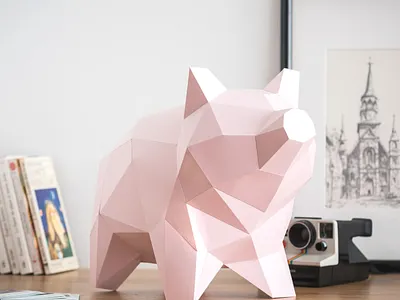 Piggy 3d canada design lowpolypaper montreal paper paper art papercraft pig