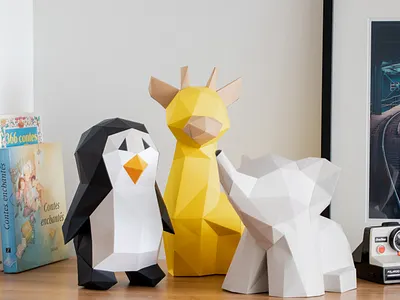 wild things 3d 3d models 3d object animals canada design lowpolypaper montreal paper paper art papercraft