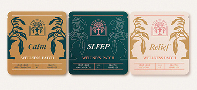 CBD Wellness patches for Hera branding design illustration logo typography