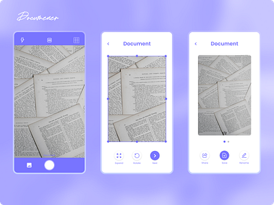 Documener - Scanning App androidapp appdesign document documentapp documentscanner figma iosapp iosappdesign prototyping scanner scanning ui uiux ux wireframing xd