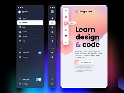 Sidebar desktop figma product design side menu sidebar ui web