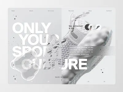 Only your sport culture design digitalbutlers fonts graphic design inspiration main screen minimal sneakers sport typography ui ui design user interface ux design web web design