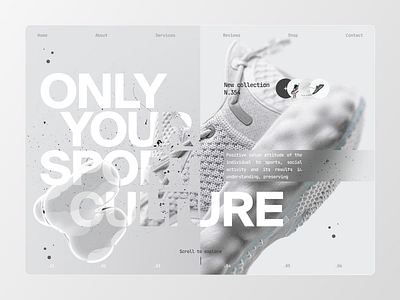 Only your sport culture design digitalbutlers fonts graphic design inspiration main screen minimal sneakers sport typography ui ui design user interface ux design web web design