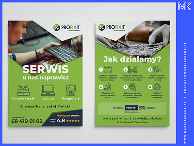 Ulotka dwustronna A6 / DTP branding design druk flyer graphic design icons ikony komputery konsole mariuszkunc marketing naprawa print repair service serwis ulotka vector