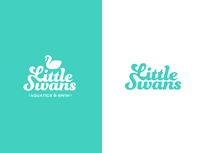 Little Swans Logo Variations aquatics branding childrens logo colorcode hand drawn illustration kids logo swan swim swimming lessons water