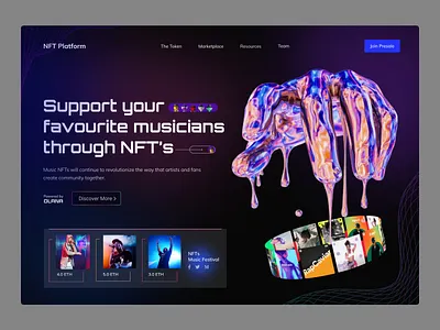Music NFT Marketplace Website bitcoin blockchain brutalism crypto cryptoart ethereum exploration gradient header marketplace music nft nft nft marketplace nft music nfts token ui design web website website design