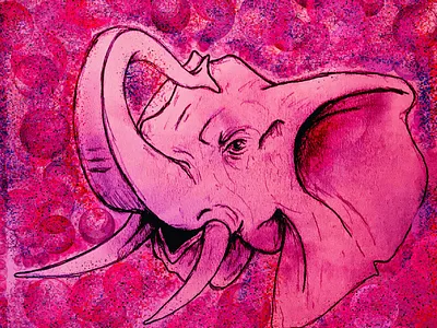 Pink Elephant art creative design illustration original painting