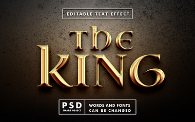 the king gold psd text effect 3d 3d text 3d text effect design editable text font style gold gold text graphic design illustration king logo mock up psd smart object text effect