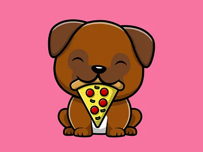 Cute Pug Dog Eating Pizza fun