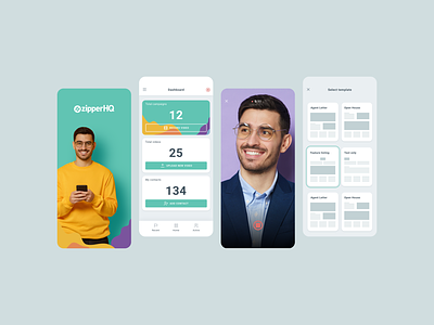 ZipperHQ - app for creating personalized video messages app customisation mobile app mobile ui performance teal templates tracking ui ux video creator video messages