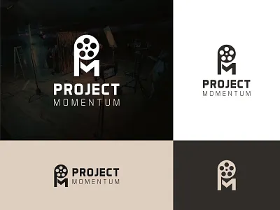 Project Momentum Video Production Services logo design branding camera cinema creative custom logo design logo inspirations mark minimal motion graphics production reel services ui vector video video production