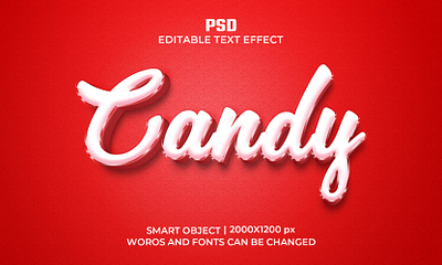 Candy Editable 3D Text Effect Psd Template 3d text mokcup text effect