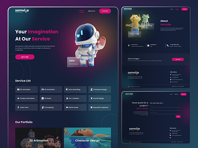 3D Animation Studio design landing page minimal softwaredeveloper ui uiux web design web designer website website design