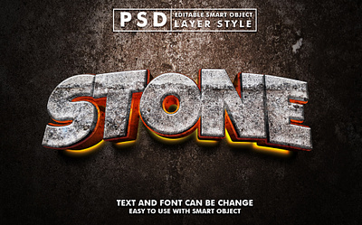 stone 3d realistic psd text effect 3d 3d text 3d text effect cement design editable text graphic design grunge illustration logo mock up psd rock smart object stone template text effect