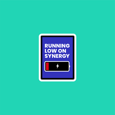 Running low on synergy art business humor iconography illustration punny business tech vector