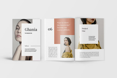 Ghania - Workbook Planner brochure brochure template catalogue clean company profile design identity indesign layered lookbook lookbook catalogue magazine minimalist multipurpose print printable profile template template workbook workbook planner