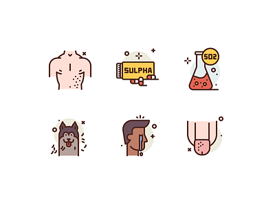 Allergies allergy chemistry icons lab skin