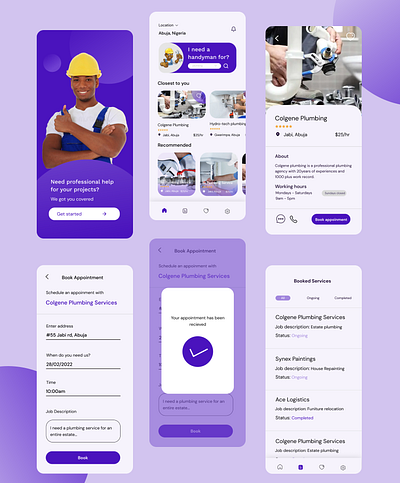 Hire a handyman mobile design design handyman mobile app ui