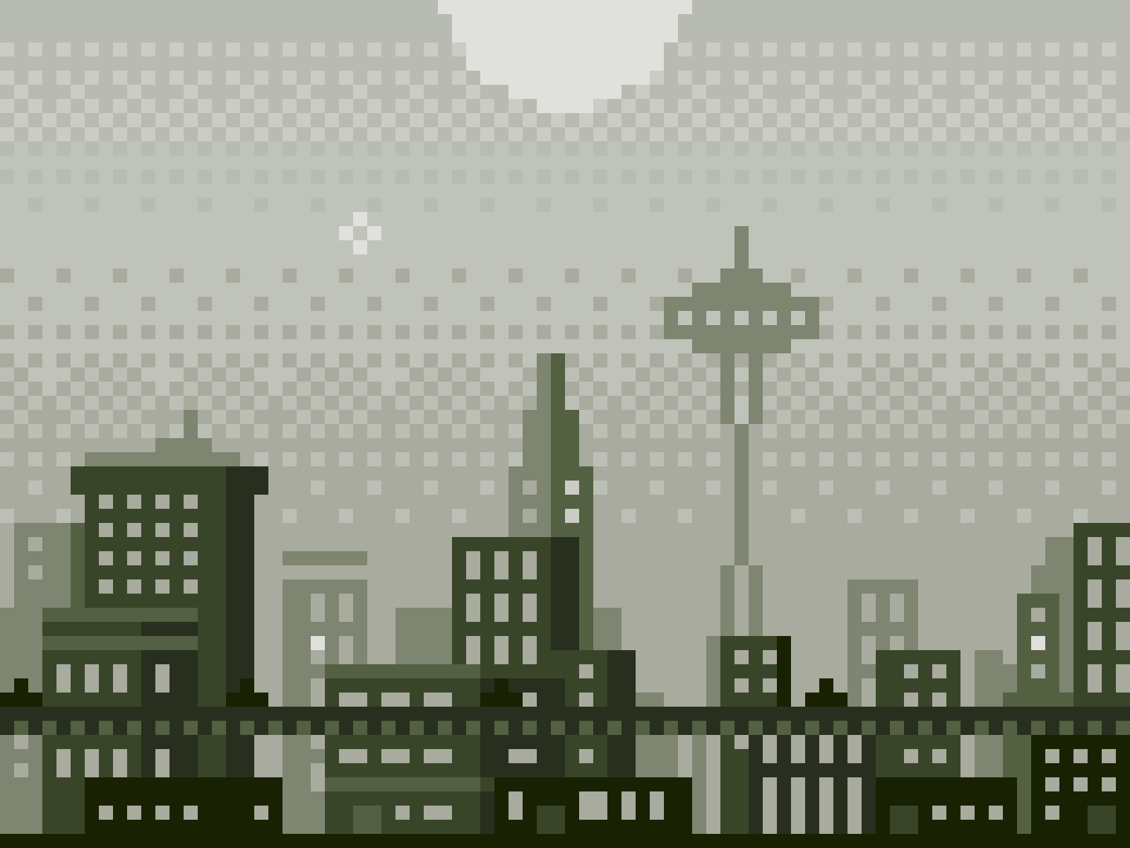 Night cityscape illustration pixel pixel art retro seattle