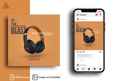 (BEATS BY DRE) Headphones Advertainment || advertisement banner branding graphic design illustration instagram logo poster social media post ui vector