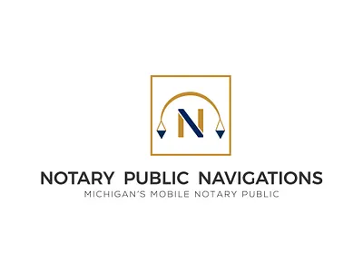 NOTARY PUBLIC NAVIGATIONS MICHIGAN'S MOBILE NOTARY PUBLIC Logo 3d branding graphic design logo navigation logo design notary notary brand notary brandidentity notary logo design