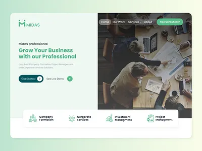 Midas Website Landing Page | Website UI adobe xd design interface landing page ui uiux