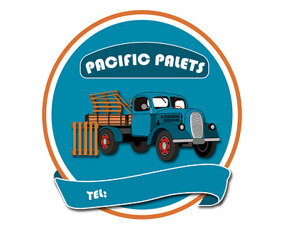 wooden pallet company in the pacific branding design illustration logo vector