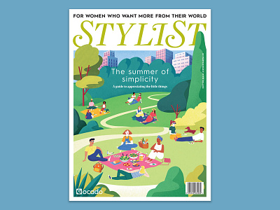 Stylist Magazine artwork characters city cover artwork cover deisgn design editorial illustration lockdown ocado outdorrs park people photoshop picnic procreate stylist magazine