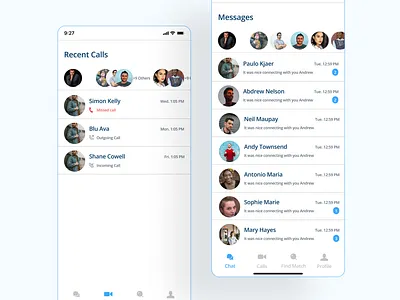 Social Message & Call Interface calls chats design interface messaging product design social ui ux