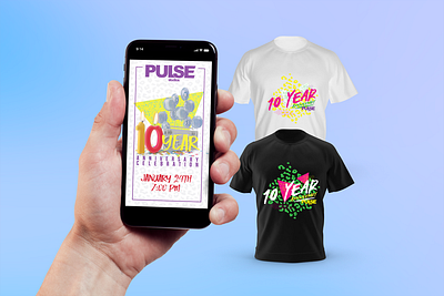 Pulse Studios 10 Year Anniversary - Campaign anniversaryevent brandidentity campaign dancestudio design digitalmarketing marketing print tshirts