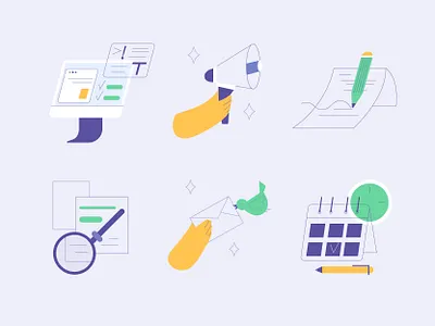 Set of spot illustrations app blog design flat icons illustration illustrator marketing minimal modern post spots ui uiux design ux vector vectorart web illustration