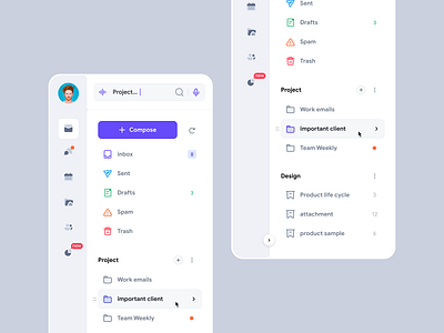 Sidebar Navigation for Email File Management App app sidebar clean email file management icon menu minimal mobile nav navigation sidebar skeleton ui ui design ux ux design web design wireframe