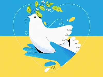 Stand with Ukraine brazilero dove flag peace russia ukraine war yellow blue