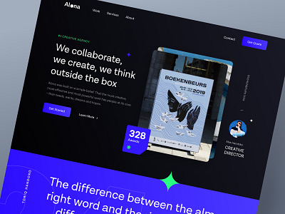 Alona - Creative Agency Landing page agency clean creative creative agency dark design digital agency exploration homepage landing page start up ui ui design ux ux design web website